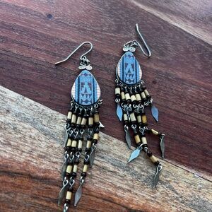 Southwestern Earrings with Beading and Silver